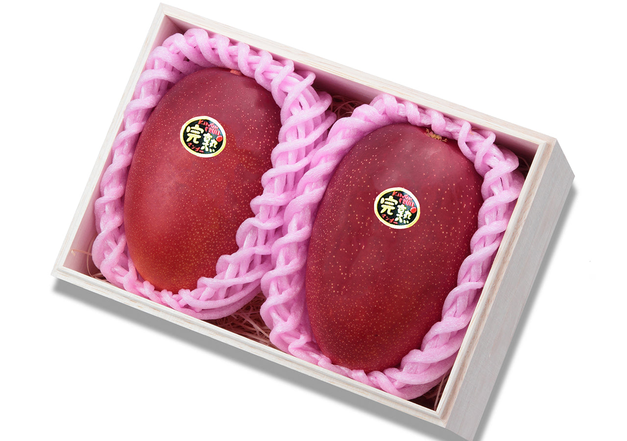 【宮崎産地厳選】上級 赤秀品(A品) 完熟マンゴー 高級木箱入 5L×2玉(税込・送料別)