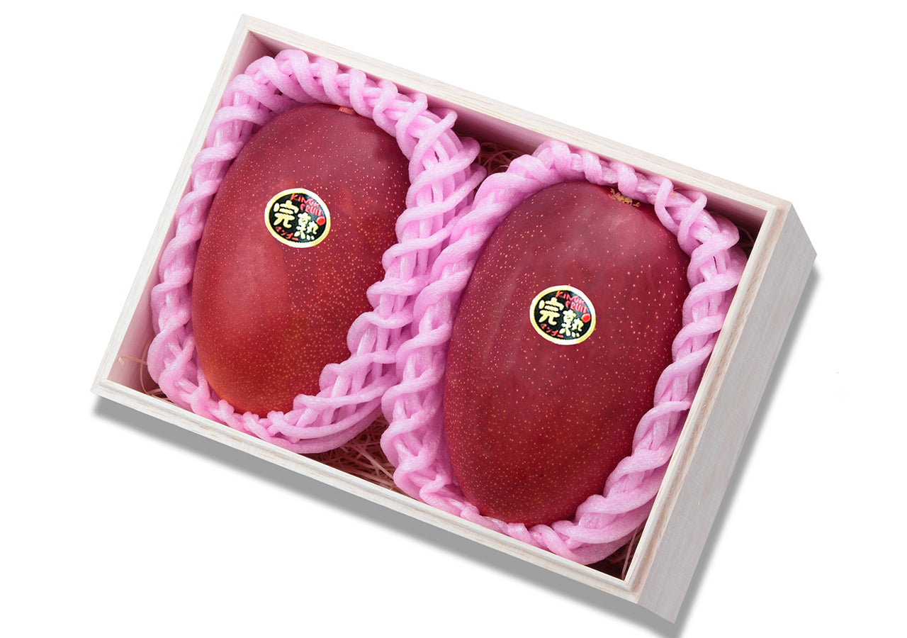 【宮崎産地厳選】上級 赤秀品(A品) 完熟マンゴー 高級木箱入 4L×2玉(税込・送料別)