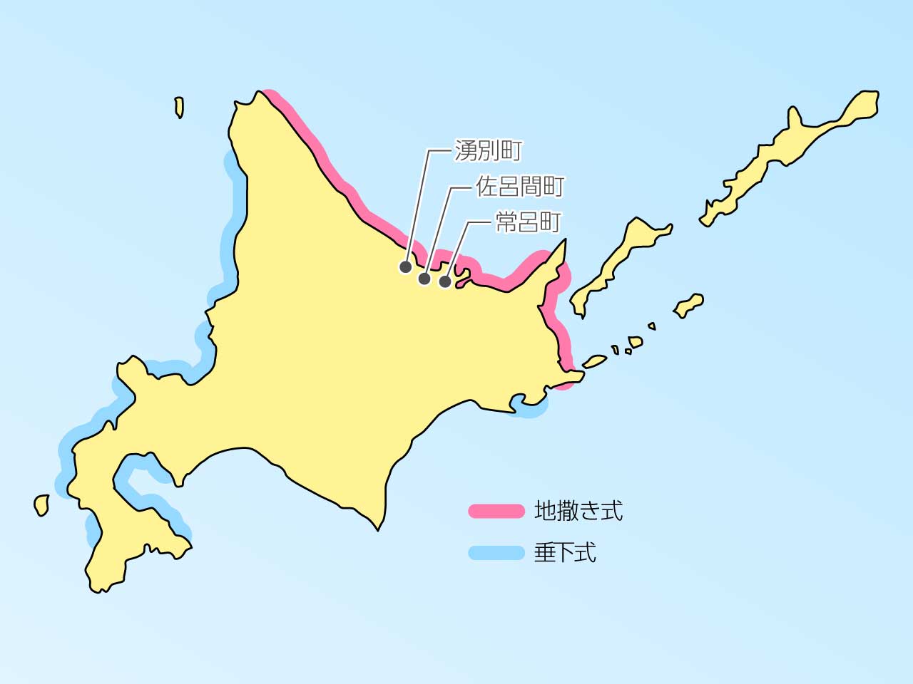 ホタテ養殖 北海道の地図