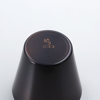 純銅製カップ2個セット コースター付 桐箱入り マット＆ブラウン
